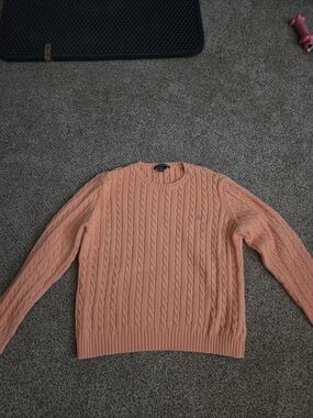 Ralph Lauren Women's Crewneck Cable Knit Sweater - Peach/Coral